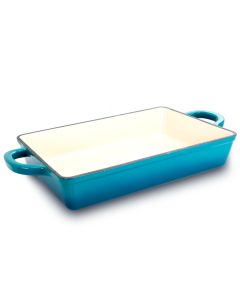 Crock Pot Artisan 13 in. Enameled Cast Iron Lasagna Pan in Teal Ombre