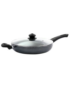 Oster Pallermo 3.5 Quart Aluminum Nonstick Saute Pan in Charcoal with Lid