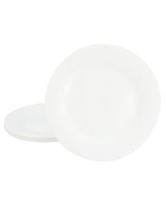 Gibson Ultra White Shadow 6 Piece 10 Inch Opal Glass Dinner Plate Set in White