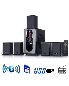 beFree Sound 5.1 Channel Surround Sound Bluetooth Speaker System in Black