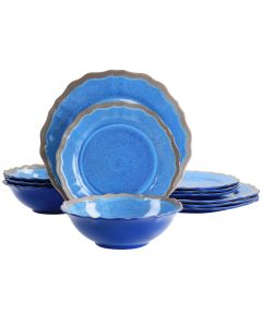 Elama Roma 12 Piece Melamine Dinnerware Set in Blue