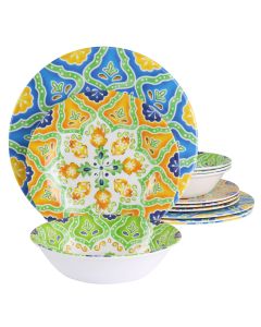 Elama Stapanya 12 Piece Melamine Dinnerware Set in Multi