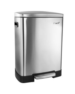 Elama 2 Compartment Large 10.6 Gallon Split Stainless Steel Step Trash Bin with Slow Close Mechanism
