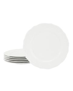 Elama Henryi 6 Piece 8.75 Inch Porcelain Salad Plate Set in White