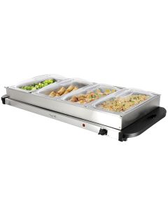 MegaChef Buffet Server & Food Warmer With 4 Removable Sectional Trays , Heated Warming Tray and Removable Tray Frame