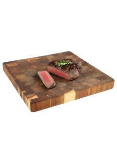 MegaChef 13.75 Inch Square Thick Acacia Wood Serving and Cutting Butcher Board
