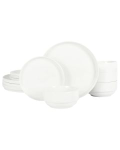 Gibson Home Snowscape 12 Piece fine Ceramic Stackable Dinnerware Set in White