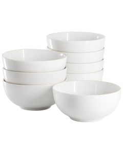 Gibson Home Ogalla 8 Piece Fine Ceramic 6 Inch 22 Ounce Cereal Bowl Set in White with Gold Rim