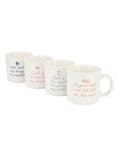 Gibson Home Daily Wisdom 4 Piece Assorted 21 Ounce Stoneware Mug Set in White