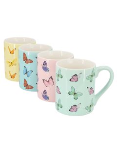Gibson Home Butterfly Pop 4 Piece 18 Ounce Stoneware Mug Set in Assorted Colors