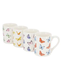 Gibson Home Butterfly Wings 4 Piece 18 Ounce Stoneware Mug Set in White