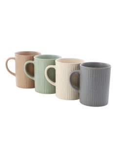 Gibson Home Evening Stroll 4 Piece 19 Ounce Stoneware Ribbed Mug Set in Assorted Color