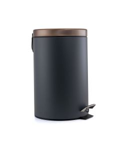 Elama 1.5 Gallon Stylish Grey and Copper Soft Pedal Office, Kitchen and Bathroom Trash Bin