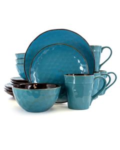 Elama Sea Glass 16 Piece Luxurious Stoneware Dinnerware with Complete Setting for 4
