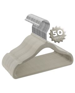Elama Home 50 Piece Kids Non-Slip Velvet Cloths Hangers with Notched Shoulders in Gray