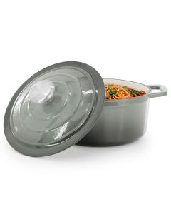 MegaChef 2.7 Quart Round Enameled Cast Iron Casserole in Gradient Gray