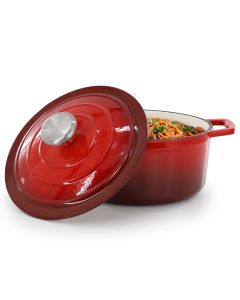 MegaChef 2.7 Quart Round Enameled Cast Iron Casserole in Gradient Red