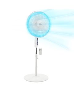 Vie Air 16 Inch 3 Speed Oscillating Stand Fan with Remote Control in White